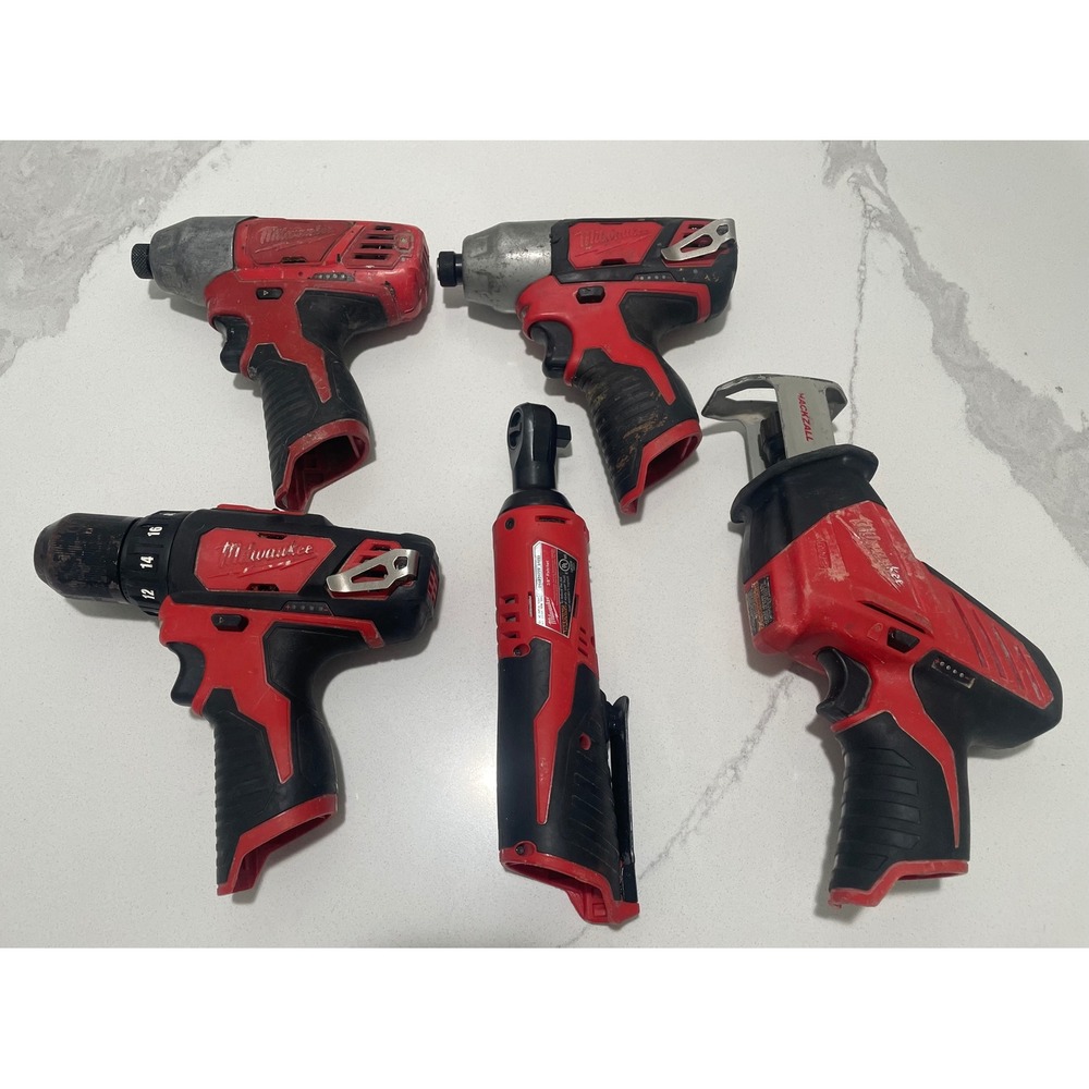 Milwaukee M12 5-Tool Lot Hackzall Ratchet Impact Drill FOR PARTS REPAIR 12V